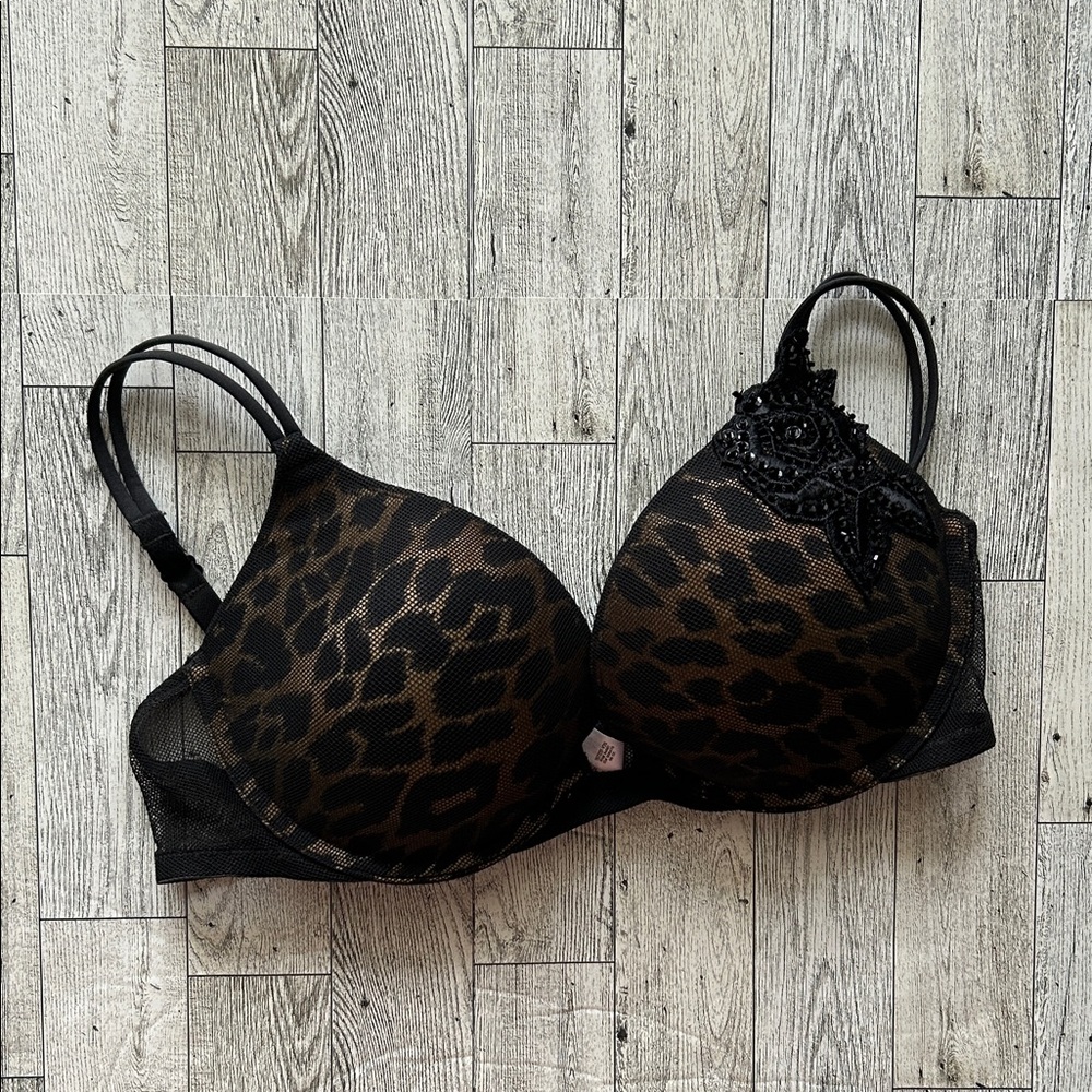 Victoria's Secret vintage Black Leopard Bra 36c